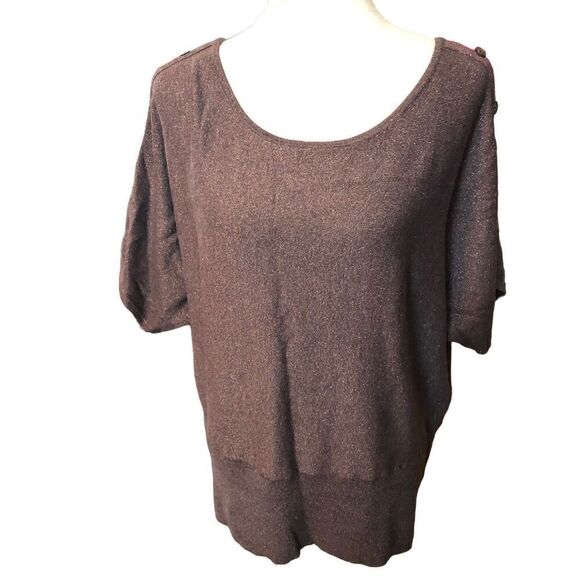 Lane Bryant metallic short sleeve pullover dolman sleeve sweater size 16 - Picture 2 of 9